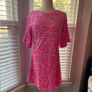 Sequin Tie Back Mini Dress